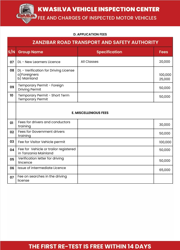 Inspection Prices 8 - English